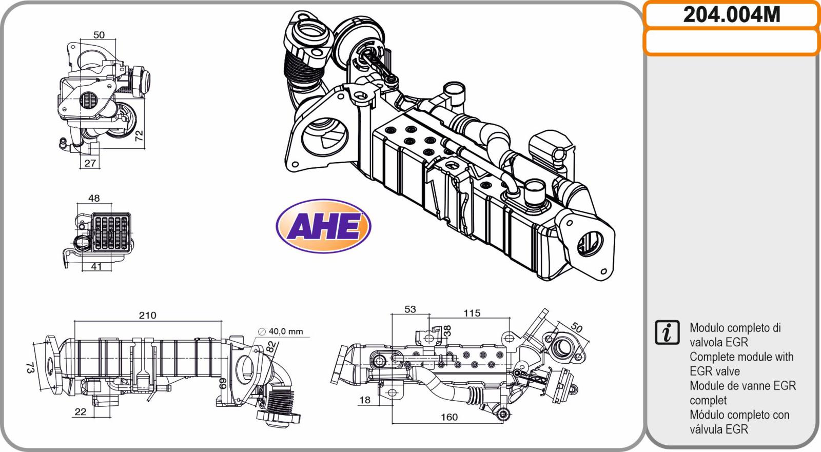 Mod. EGR Cooler BMW Serie 1/2/3/4/5 14d/16d/18d/20d/25d/30d 08.10-