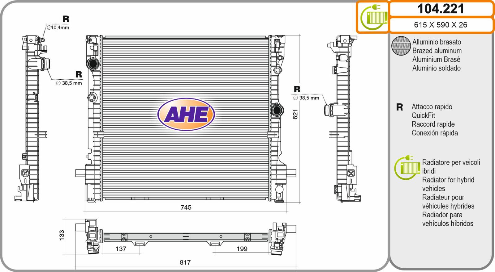 Rad. BMW F97/G01/G02/G08 Serie X3/X4 20/30 Hybrid 12.19-