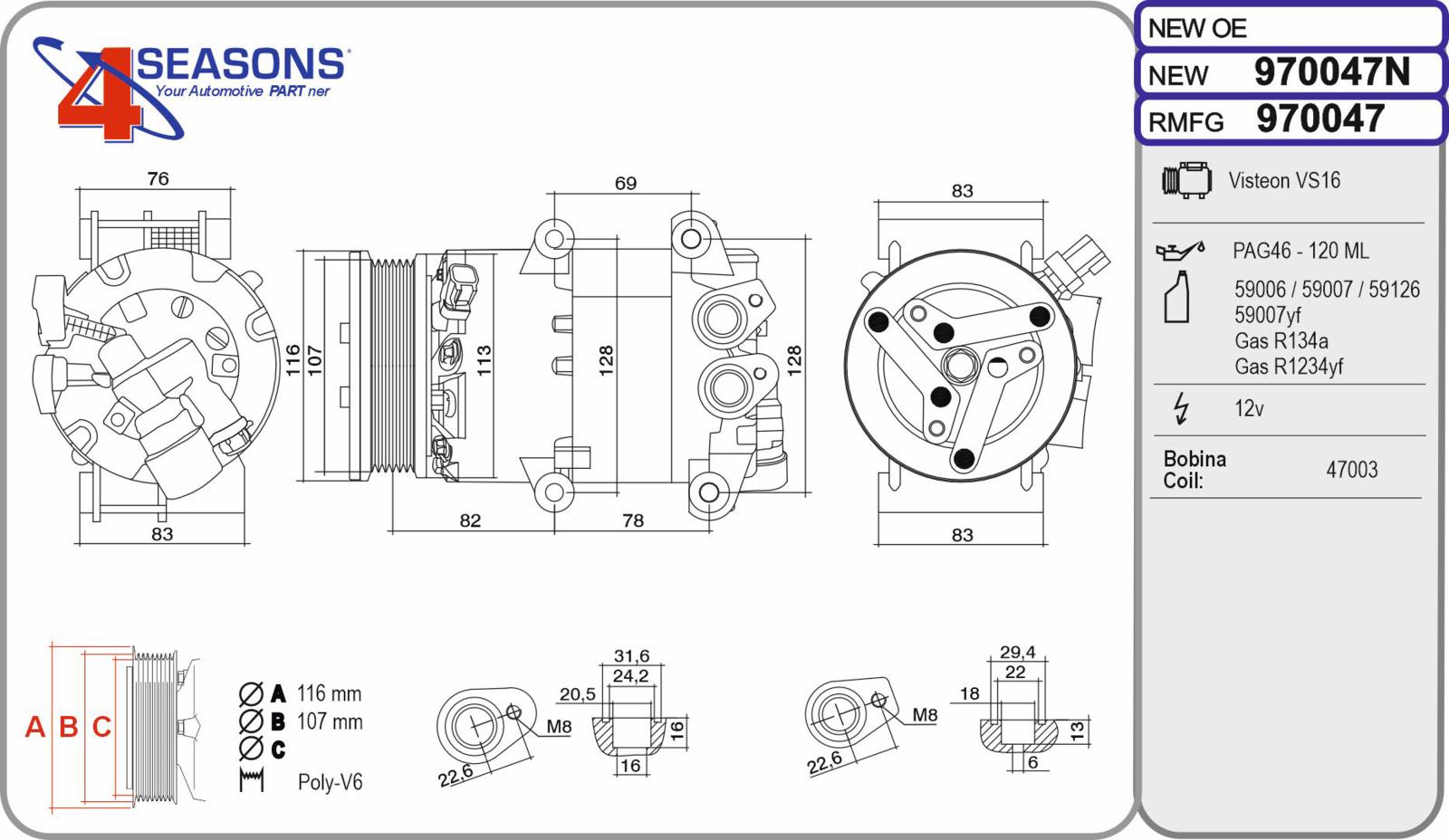 Cmp Rem FORD Fiesta 1.25 / 1.4 / 1.4TDCi / 1.6 06.08-01.18