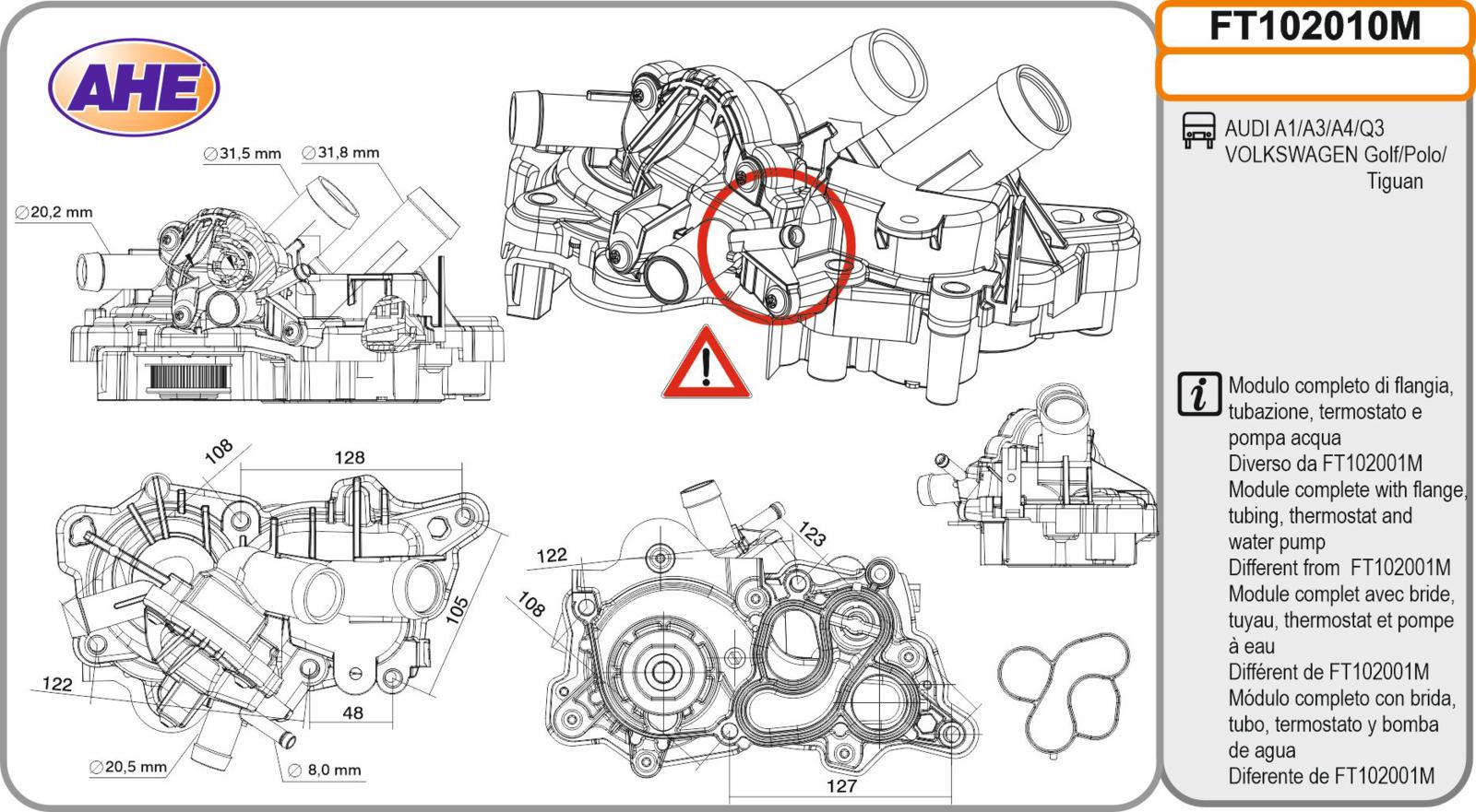 Fl. Term. AUDI/VW A1/A3/A4/Q3/Golf/Polo/Tiguan 1.2/1.4/1.6 05.08-