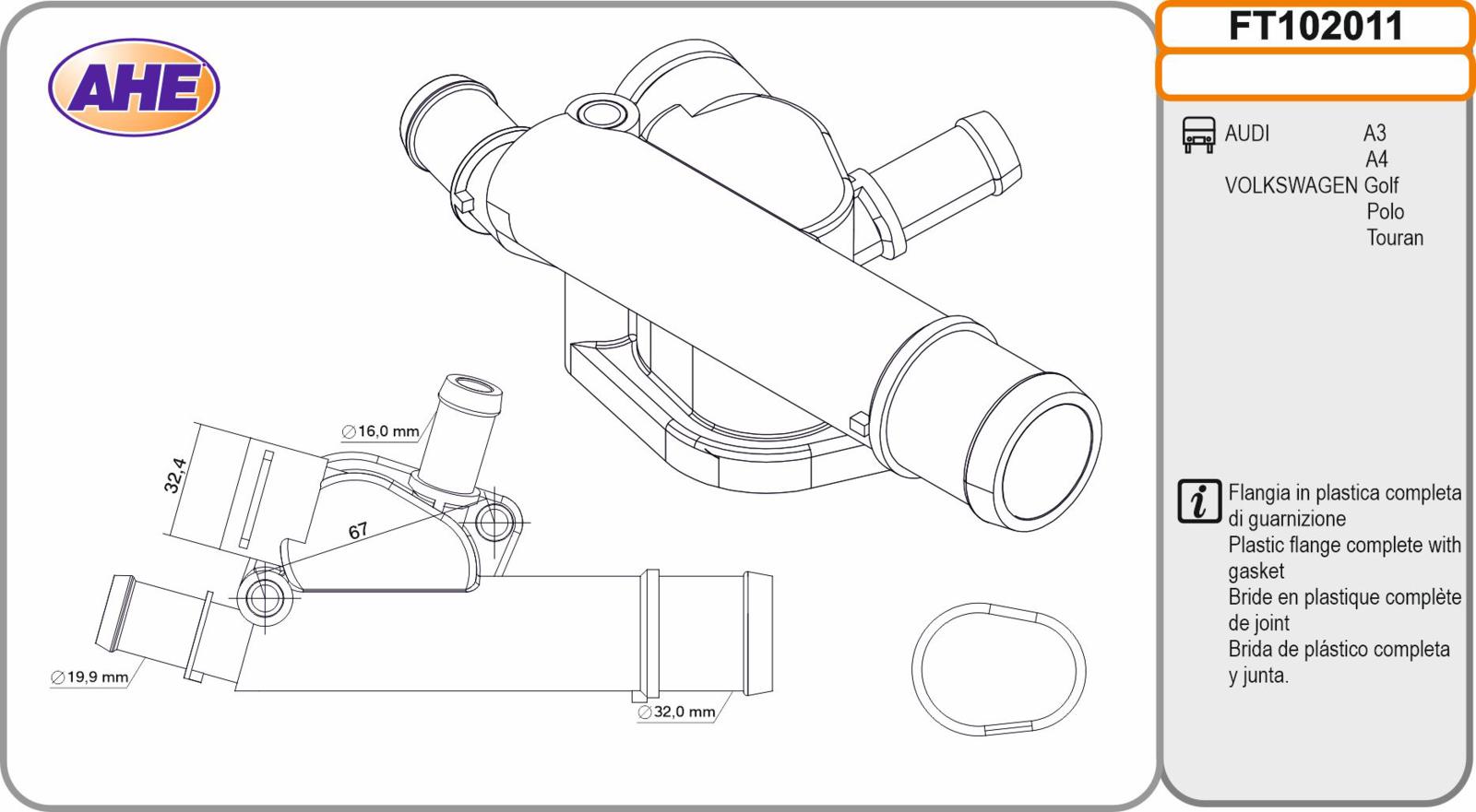 Flangia AUDI/VW A3/A4/Golf/Polo/Touran 1.4TDi/1.9TDi 01.00-12.10