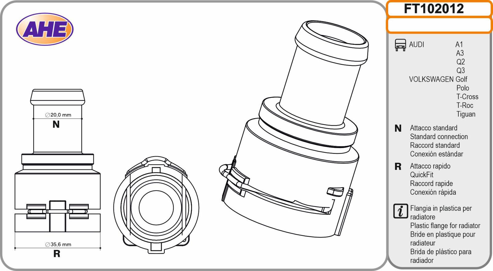 Fl. Rad. AUDI/VW A1/A3/Q2/Q3/Golf/Polo/T-Cross/T-Roc/Tiguan 08.97-