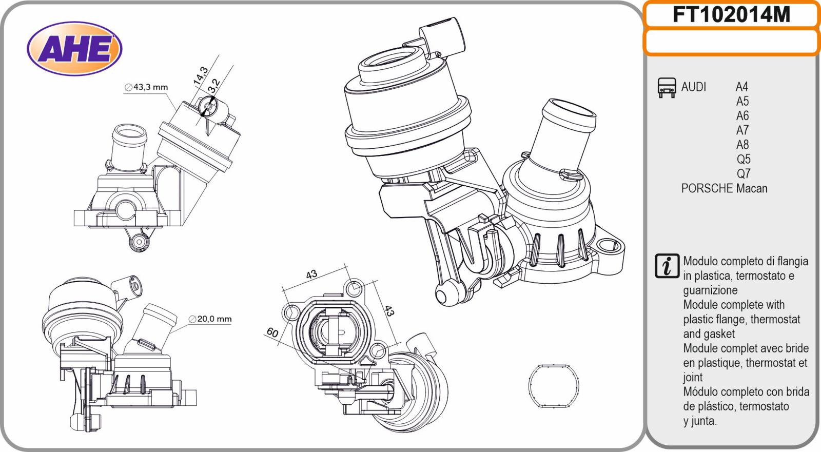 Fl. Term. AUDI/PORSCHE A4/A5/A6/A7/A8/Q5/Q7/Macan 3.0TDi 11.07-04.19