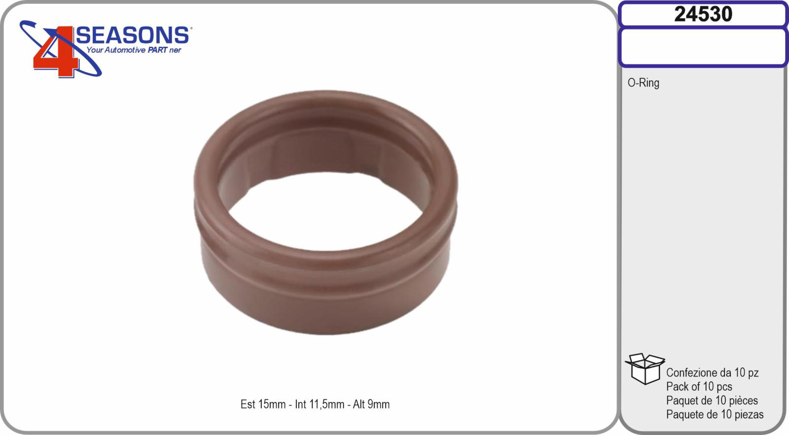 O-ring sagomato est 15mm x int 11,5mm x alt 9mm conf 10pz