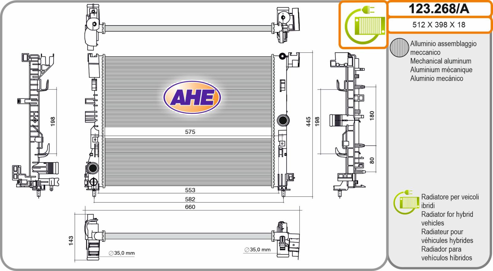 Rad. DACIA / RENAULT Duster / Captur / Megane 1.6 Hybrid 08.19-