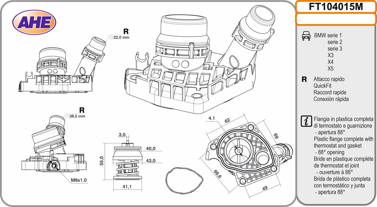 Fl. Term. BMW serie 1 / 2 / 3 / X3 / X4 / X5 18d / 20d / 25d 06.10-